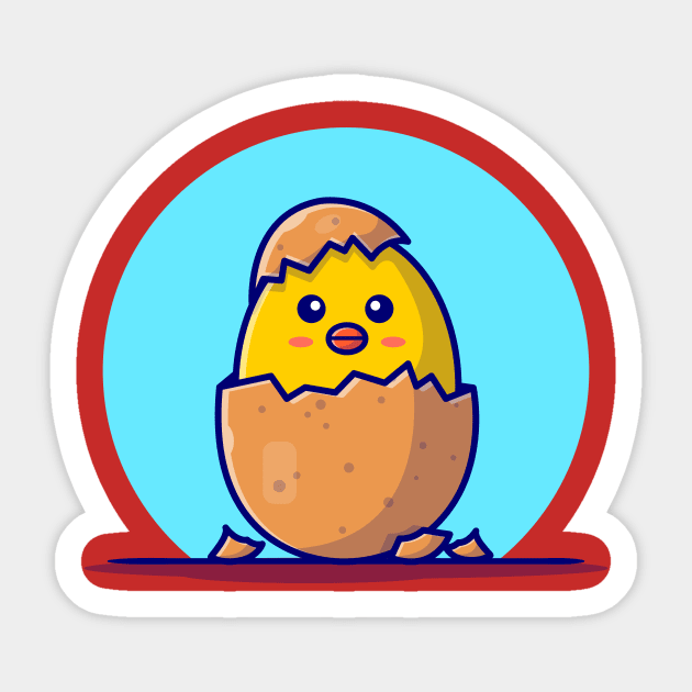 Cute Chick Egg Cartoon Vector Icon Illustration Sticker by Catalyst Labs